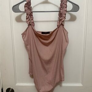 Pink Ruffled Strap Tank Top
